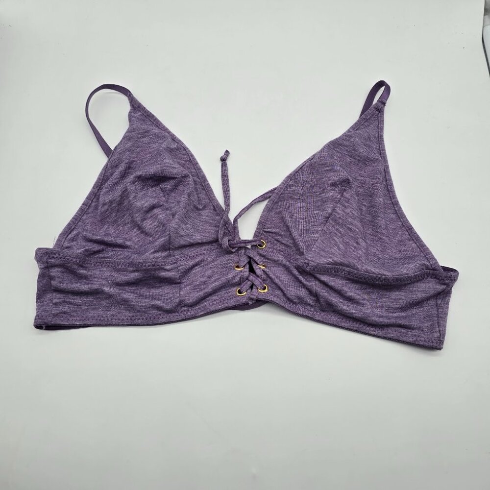 Boho Lace Up Bralette XL Purple Festival Top - Picture 3 of 10
